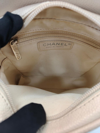 CHANEL 香奈儿 MATELASSE 菱格纹单肩包 斜挎包 迷你包 鱼子酱皮 米色 管理编号：10685