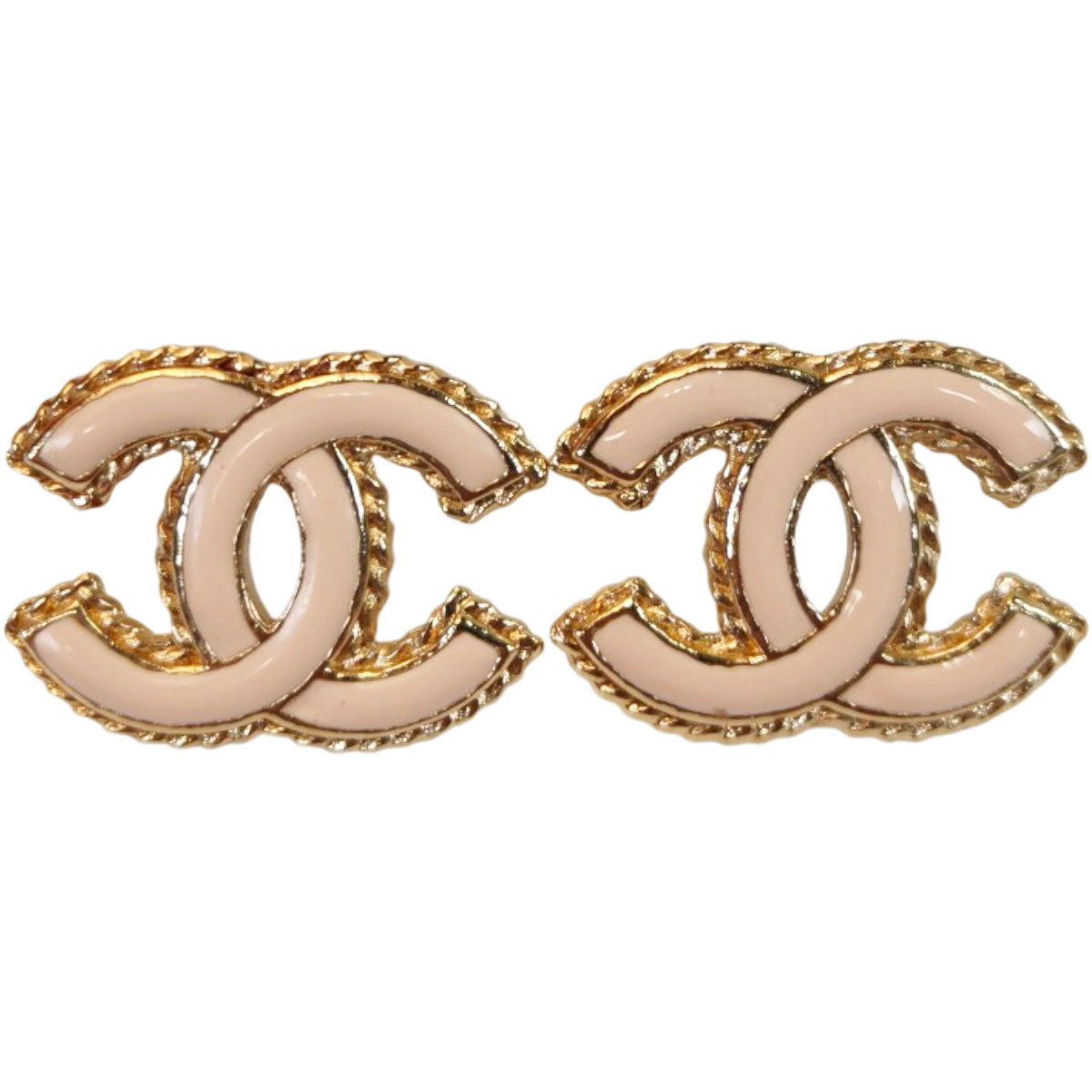 CHANEL 香奈儿 双C标志耳环 金色×粉色 型号：10754