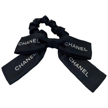 CHANEL 香奈儿 蝴蝶结发圈 发绳 丝绸 黑色 管理编号：10813