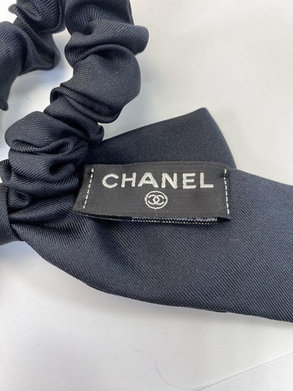 CHANEL 香奈儿 蝴蝶结发圈 发绳 丝绸 黑色 管理编号：10813