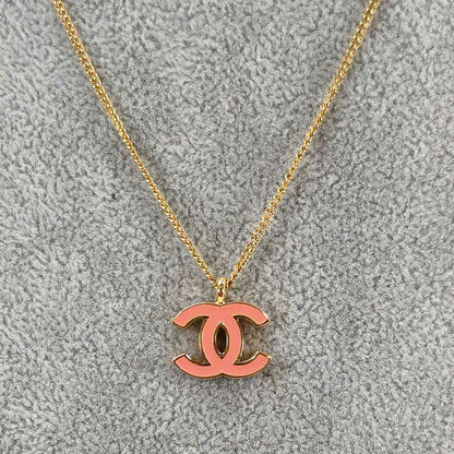 CHANEL Coco Mark Necklace Gold x Pink Model Number: 10850