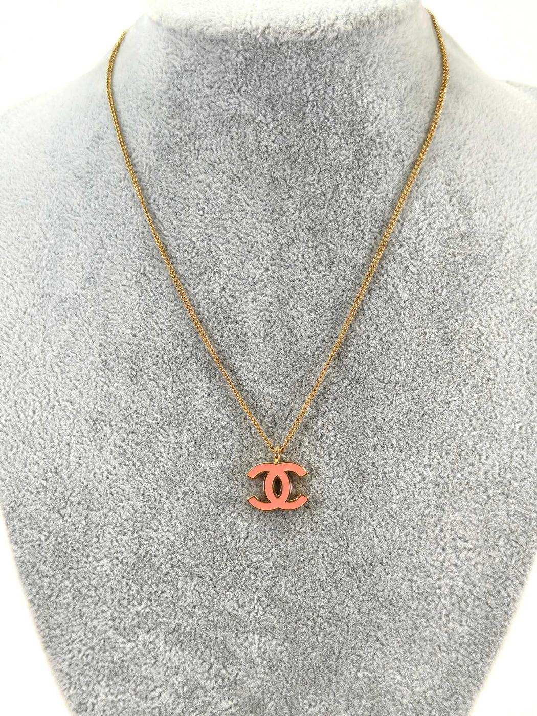 CHANEL Coco Mark Necklace Gold x Pink Model Number: 10850