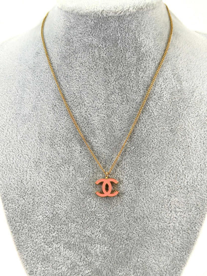 CHANEL Coco Mark Necklace Gold x Pink Model Number: 10850