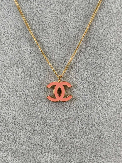 CHANEL Coco Mark Necklace Gold x Pink Model Number: 10850