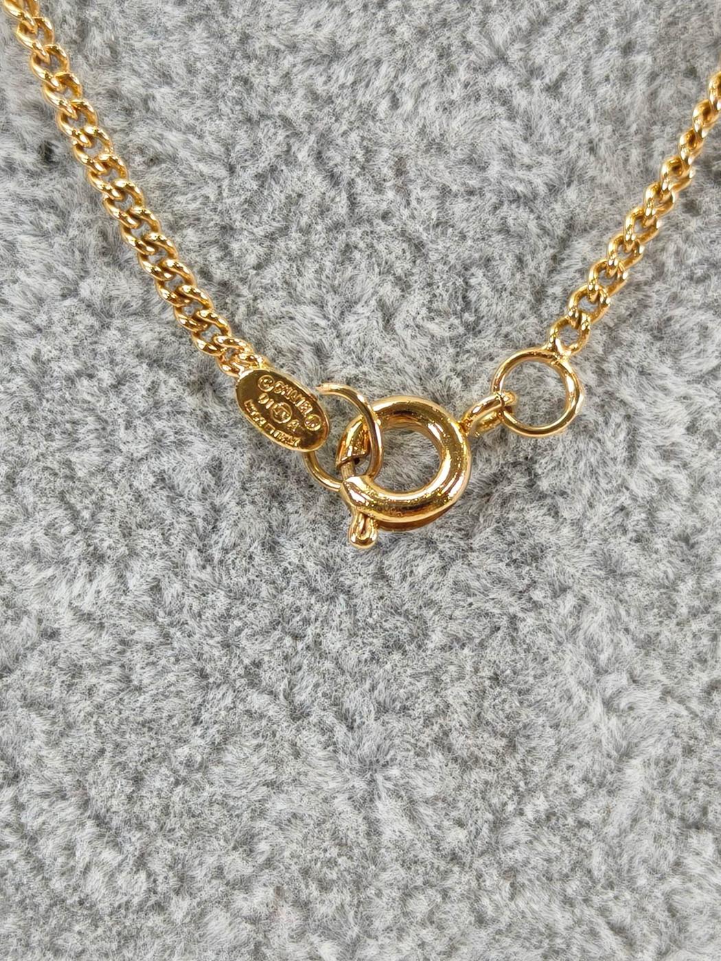 CHANEL Coco Mark Necklace Gold x Pink Model Number: 10850