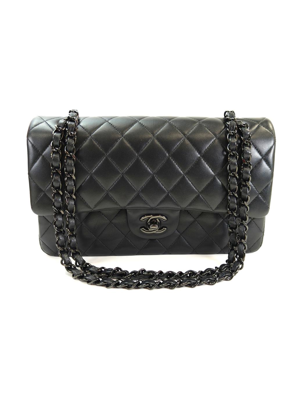 CHANEL 香奈儿 Matelasse 25 双翻盖链条包 羊皮 黑色 管理编号：10889
