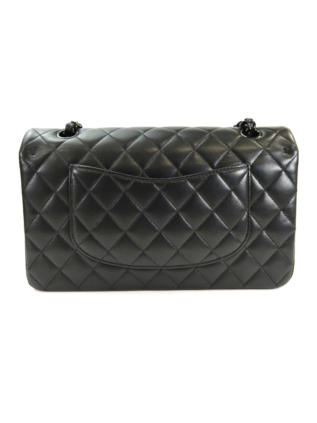 CHANEL 香奈儿 Matelasse 25 双翻盖链条包 羊皮 黑色 管理编号：10889