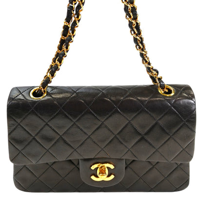 CHANEL マトラッセ ダブルフラップ Wチェーン ショルダーバッグ 黒 管理番号：10906