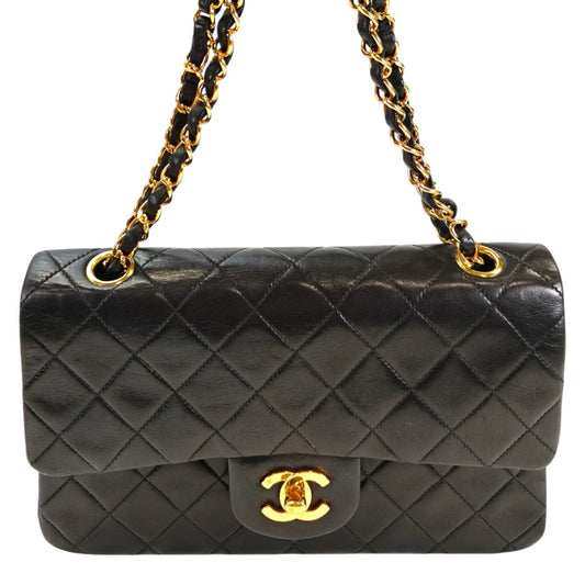 CHANEL マトラッセ ダブルフラップ Wチェーン ショルダーバッグ 黒 管理番号：10906