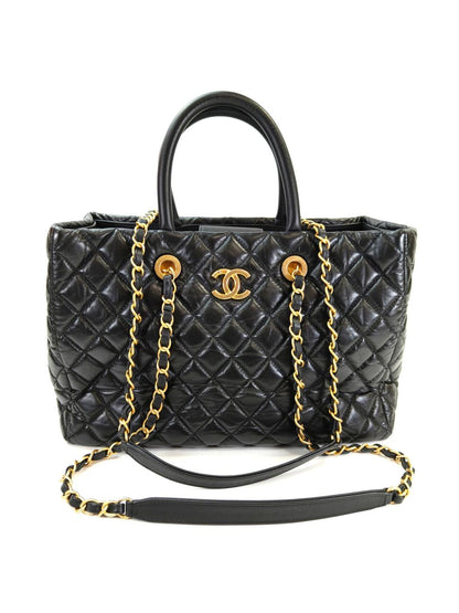 CHANEL シャネル マトラッセ 2WAY トートバッグ チェーンショルダー ブラック 管理番号：10907