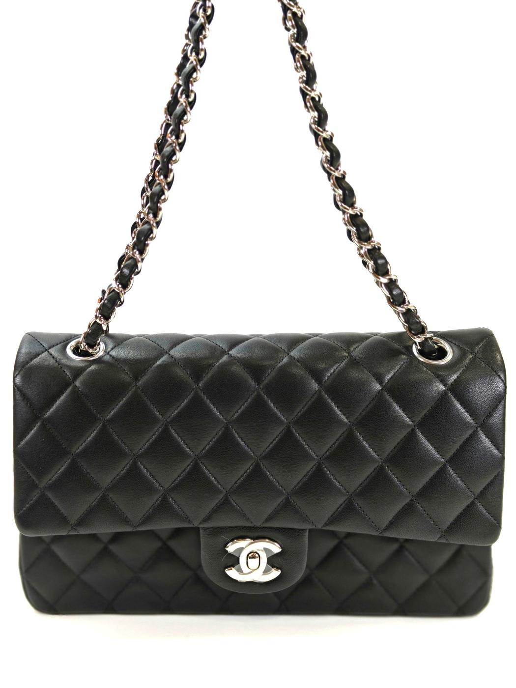 CHANEL 香奈儿 Matelasse 25 双翻盖链条包 羊皮 黑色 管理编号：10937