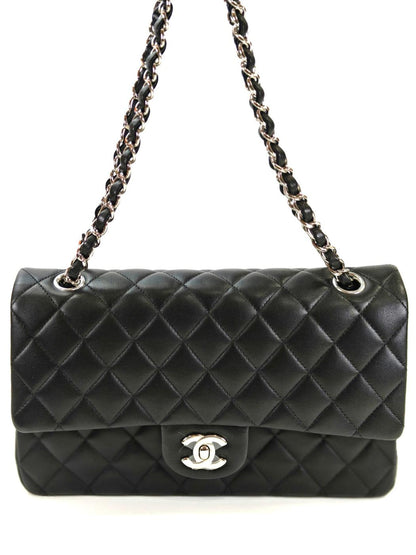 CHANEL 香奈儿 Matelasse 25 双翻盖链条包 羊皮 黑色 管理编号：10937
