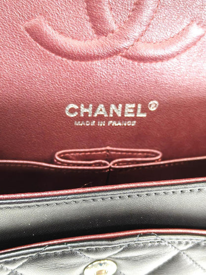 CHANEL 香奈儿 Matelasse 25 双翻盖链条包 羊皮 黑色 管理编号：10937