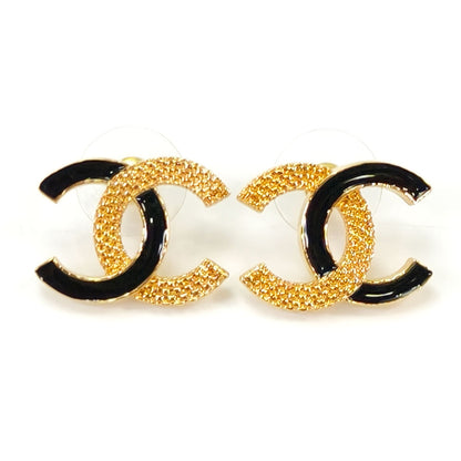 CHANEL シャネル ココマーク ピアス ゴールド×ブラック 管理番号：10998