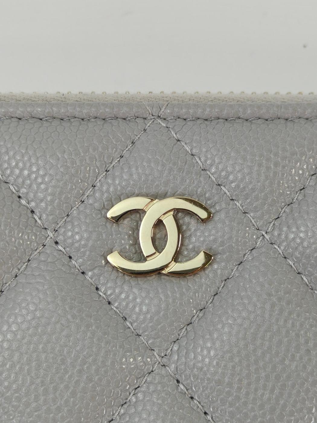 CHANEL シャネル マトラッセ ラウンドファスナー 長財布 キャビアスキン グレー 管理番号：11007