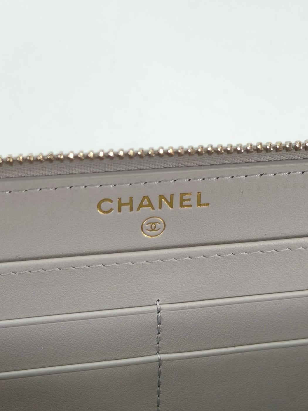 CHANEL シャネル マトラッセ ラウンドファスナー 長財布 キャビアスキン グレー 管理番号：11007