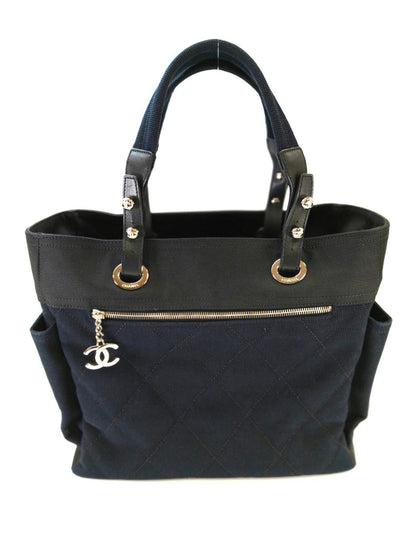 CHANEL シャネル パリビアリッツ キャンバス トートバッグ ネイビー 管理番号：11025