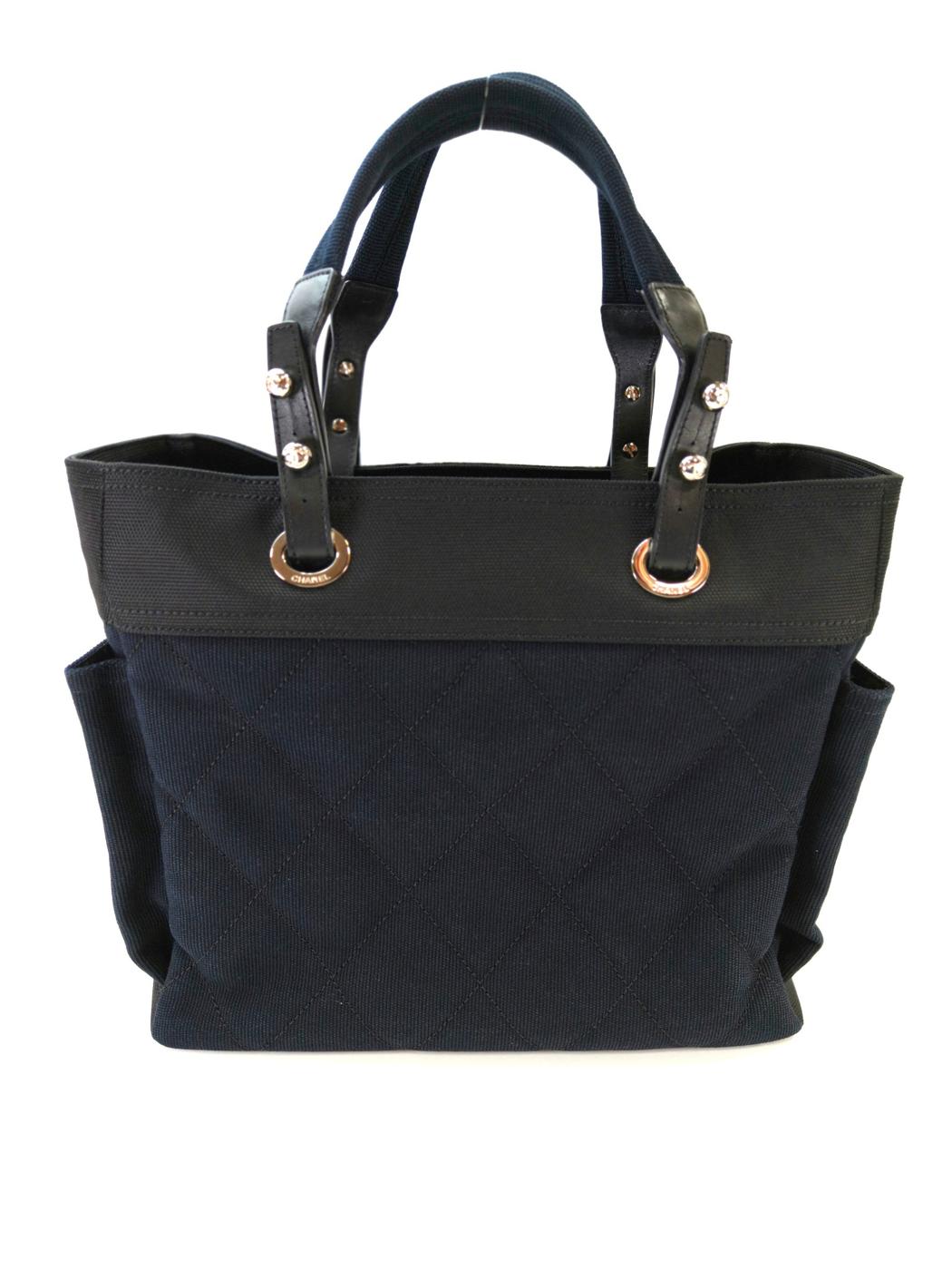 CHANEL シャネル パリビアリッツ キャンバス トートバッグ ネイビー 管理番号：11025