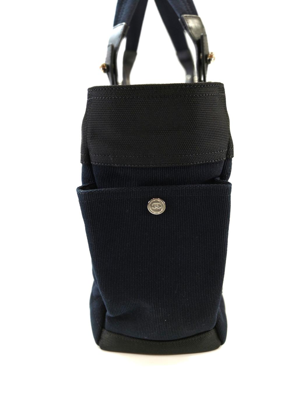 CHANEL シャネル パリビアリッツ キャンバス トートバッグ ネイビー