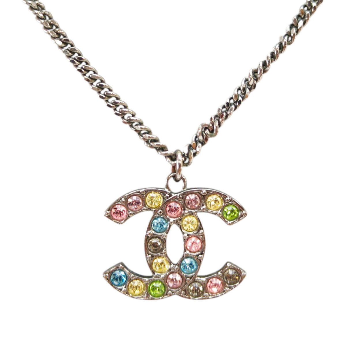 CHANEL シャネル ココマーク ラインストーン ネックレス マルチカラー 管理番号：11041