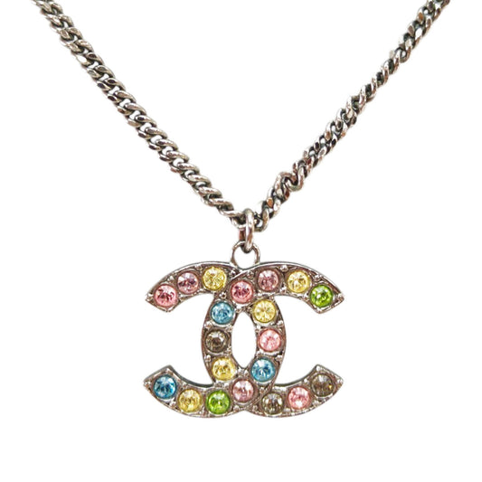 CHANEL シャネル ココマーク ラインストーン ネックレス マルチカラー 管理番号：11041