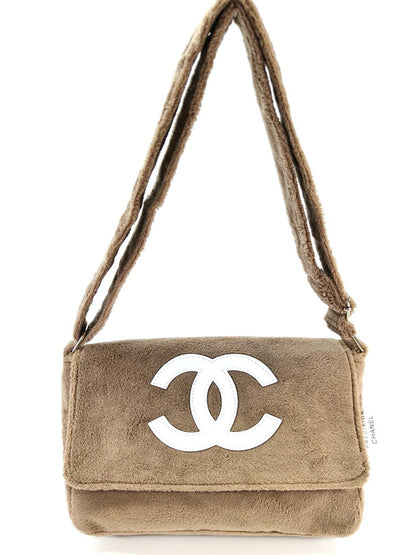 CHANEL シャネル ノベルティ パイル地 ショルダーバッグ ベージュ 管理番号：11059