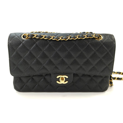 CHANEL シャネル マトラッセ25 Wフラップ チェーンショルダーバッグ キャビアスキン 黒 管理番号：11066