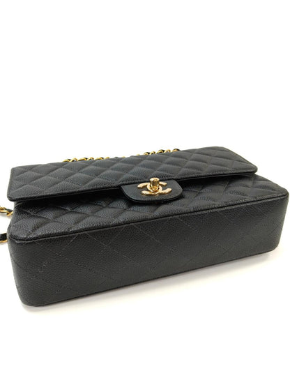 CHANEL シャネル マトラッセ25 Wフラップ チェーンショルダーバッグ キャビアスキン 黒 管理番号：11066