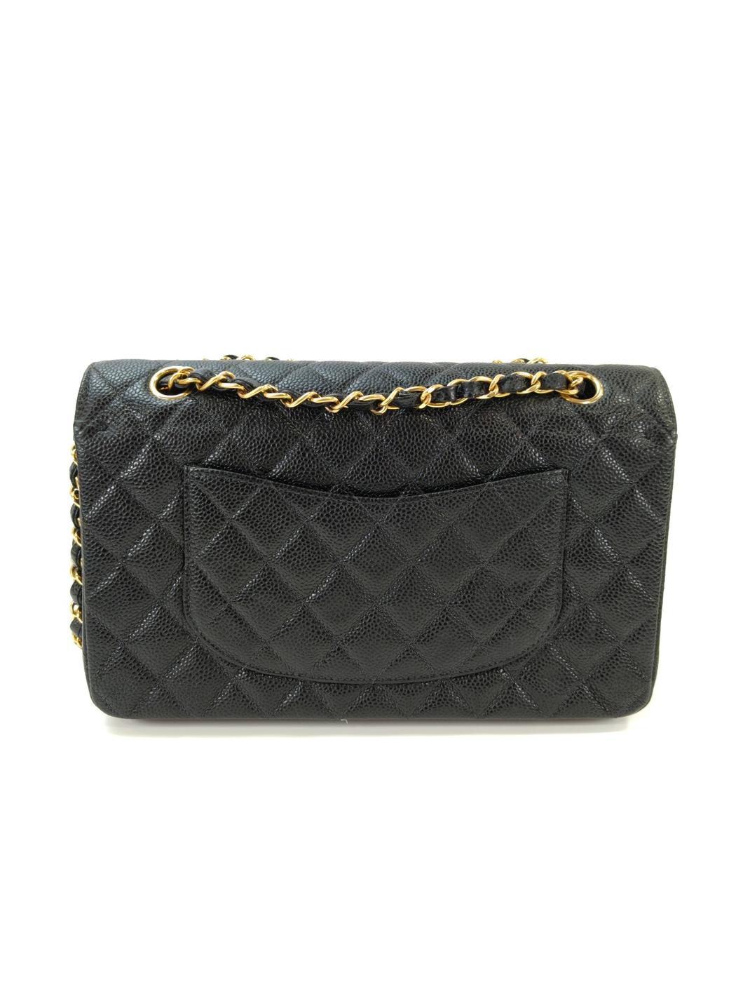 CHANEL シャネル マトラッセ25 Wフラップ チェーンショルダーバッグ キャビアスキン 黒 管理番号：11066