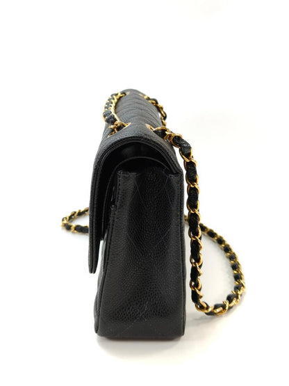 CHANEL シャネル マトラッセ25 Wフラップ チェーンショルダーバッグ キャビアスキン 黒 管理番号：11066