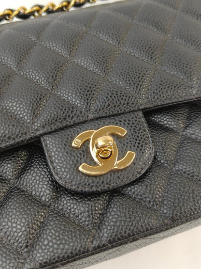 CHANEL シャネル マトラッセ25 Wフラップ チェーンショルダーバッグ キャビアスキン 黒 管理番号：11066