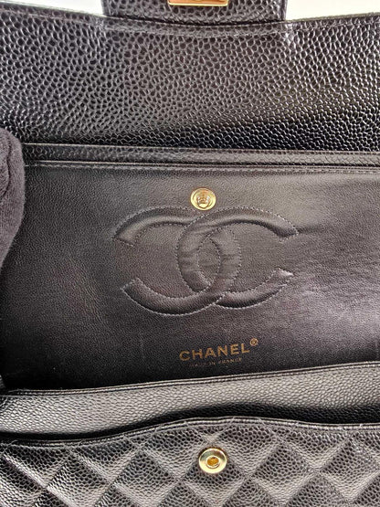 CHANEL シャネル マトラッセ25 Wフラップ チェーンショルダーバッグ キャビアスキン 黒 管理番号：11066