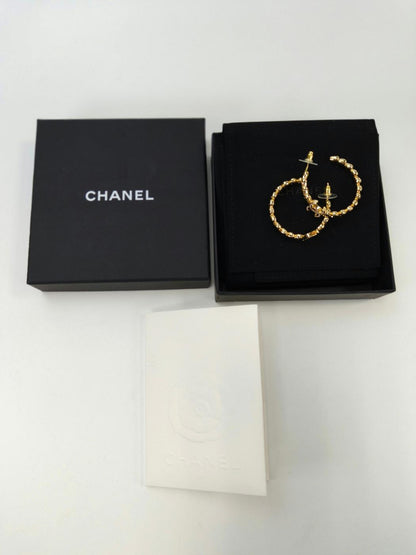 CHANEL 香奈儿 爱心环状耳环 金色 管理编号：11089