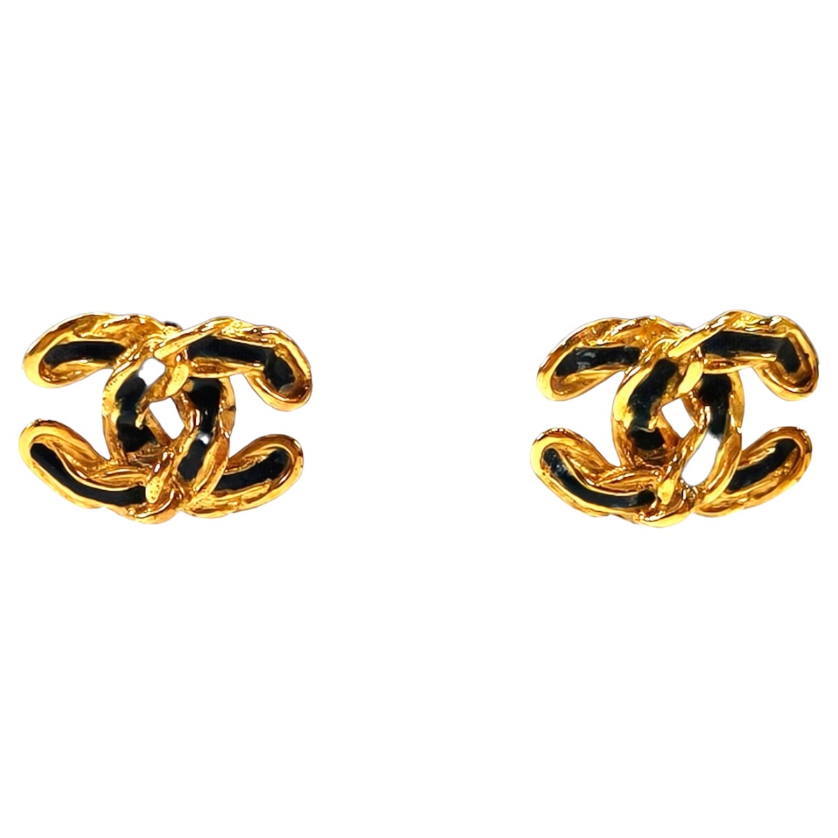 CHANEL 香奈儿 可可标志耳环 金色×黑色 型号：11110