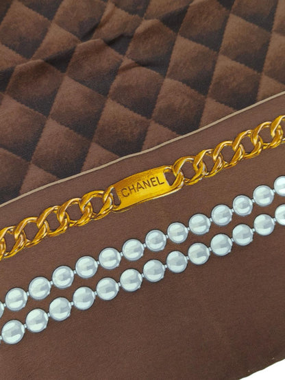 CHANEL シャネル ココマーク シルク スカーフ ブラウン 管理番号：11123