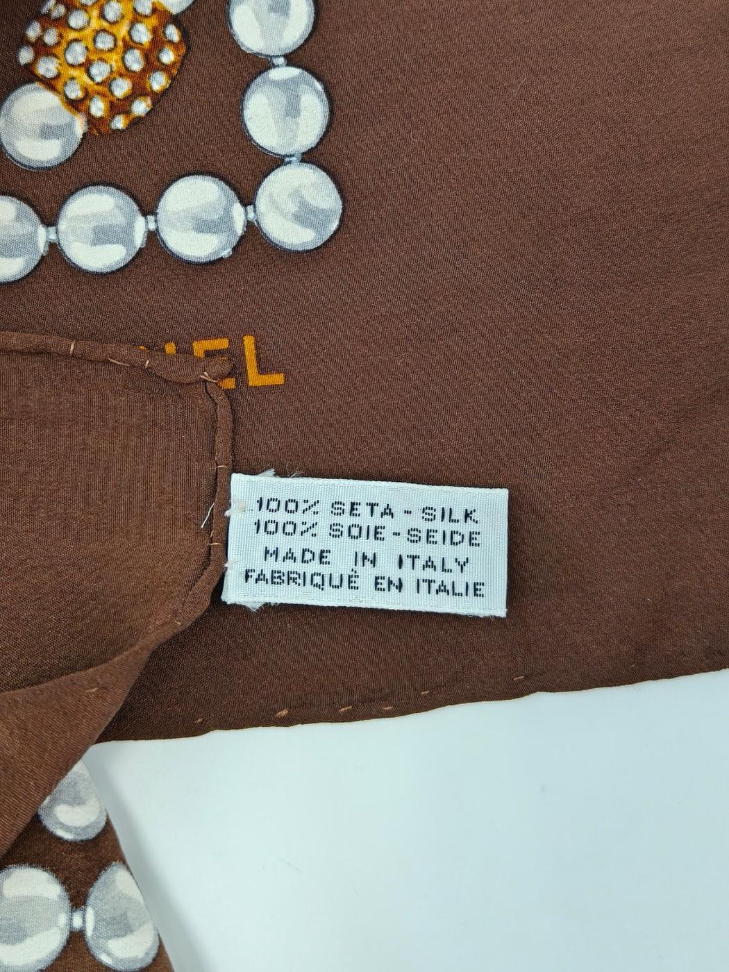 CHANEL シャネル ココマーク シルク スカーフ ブラウン 管理番号：11123