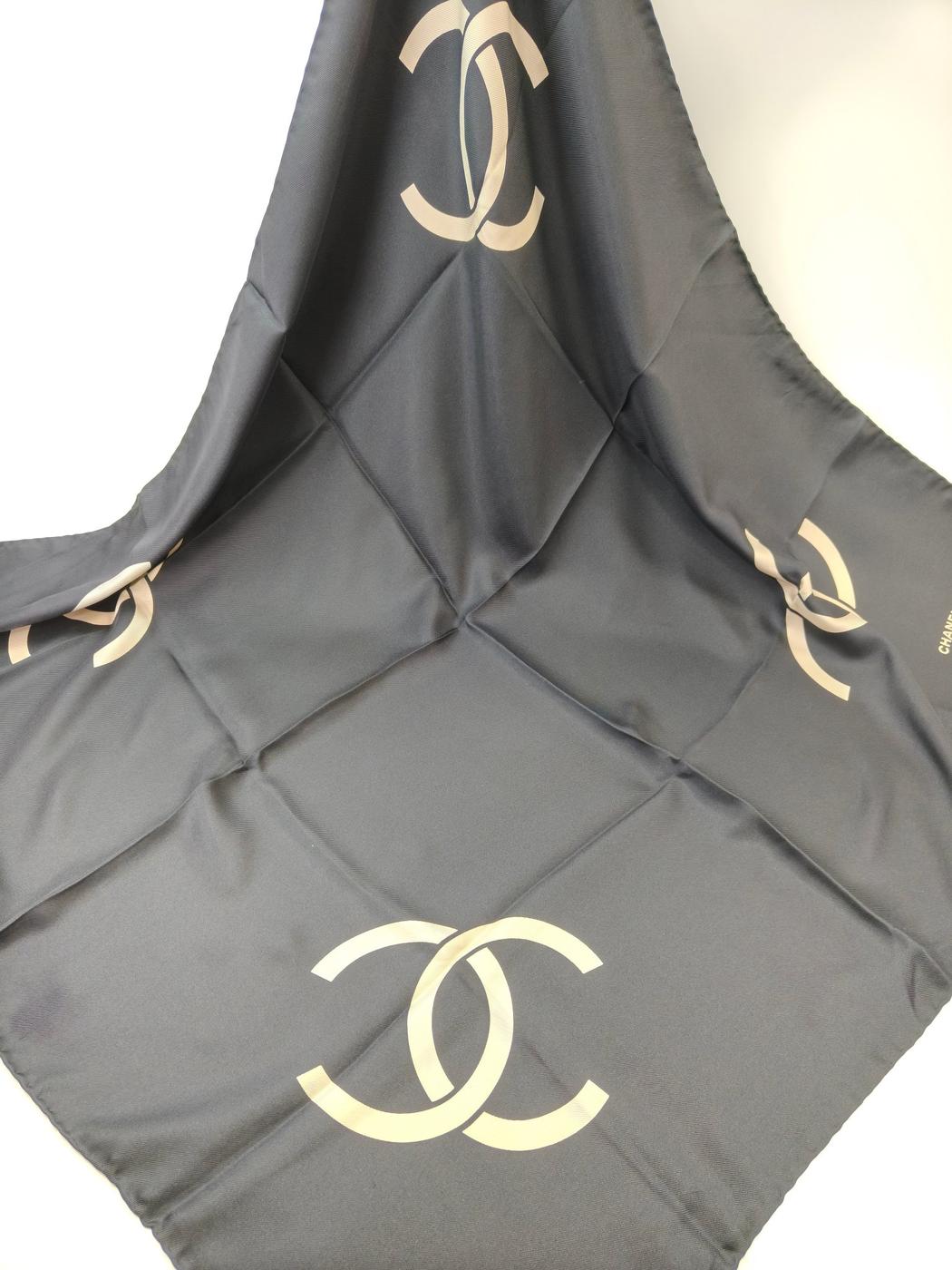 CHANEL シャネル ココマーク シルク スカーフ ブラック 管理番号：11124
