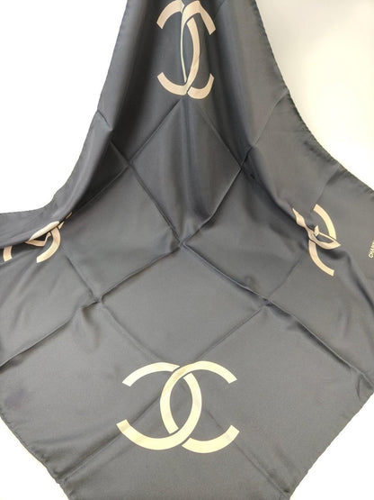 CHANEL シャネル ココマーク シルク スカーフ ブラック 管理番号：11124