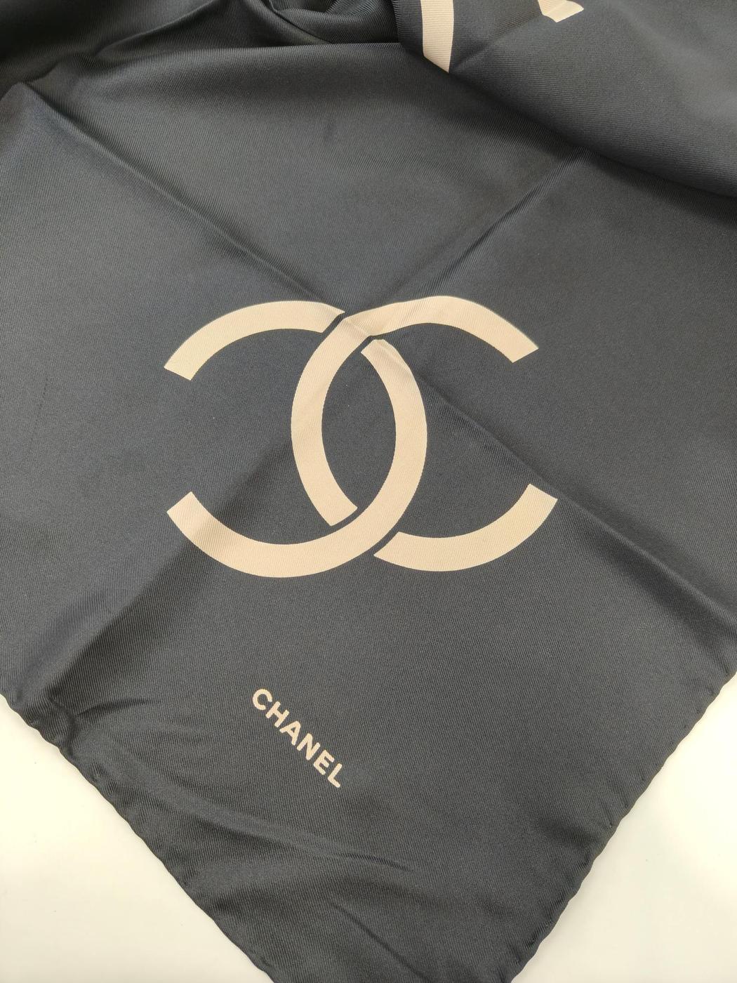 CHANEL シャネル ココマーク シルク スカーフ ブラック 管理番号：11124
