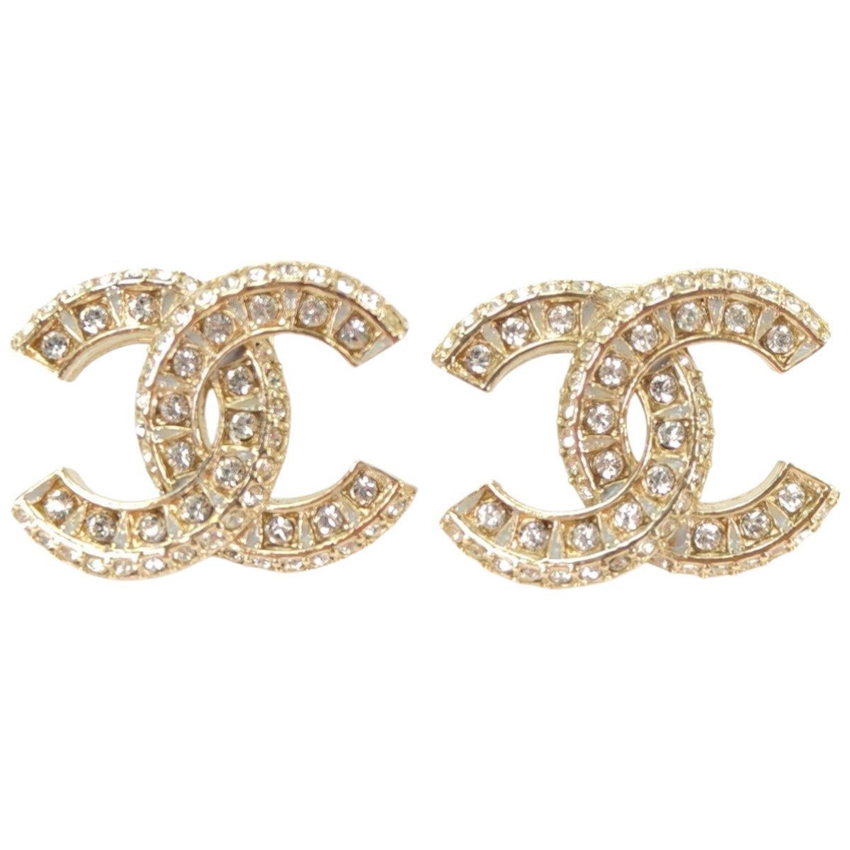 CHANEL シャネル ココマーク ラインストーン ピアス ゴールド 管理番号：11135