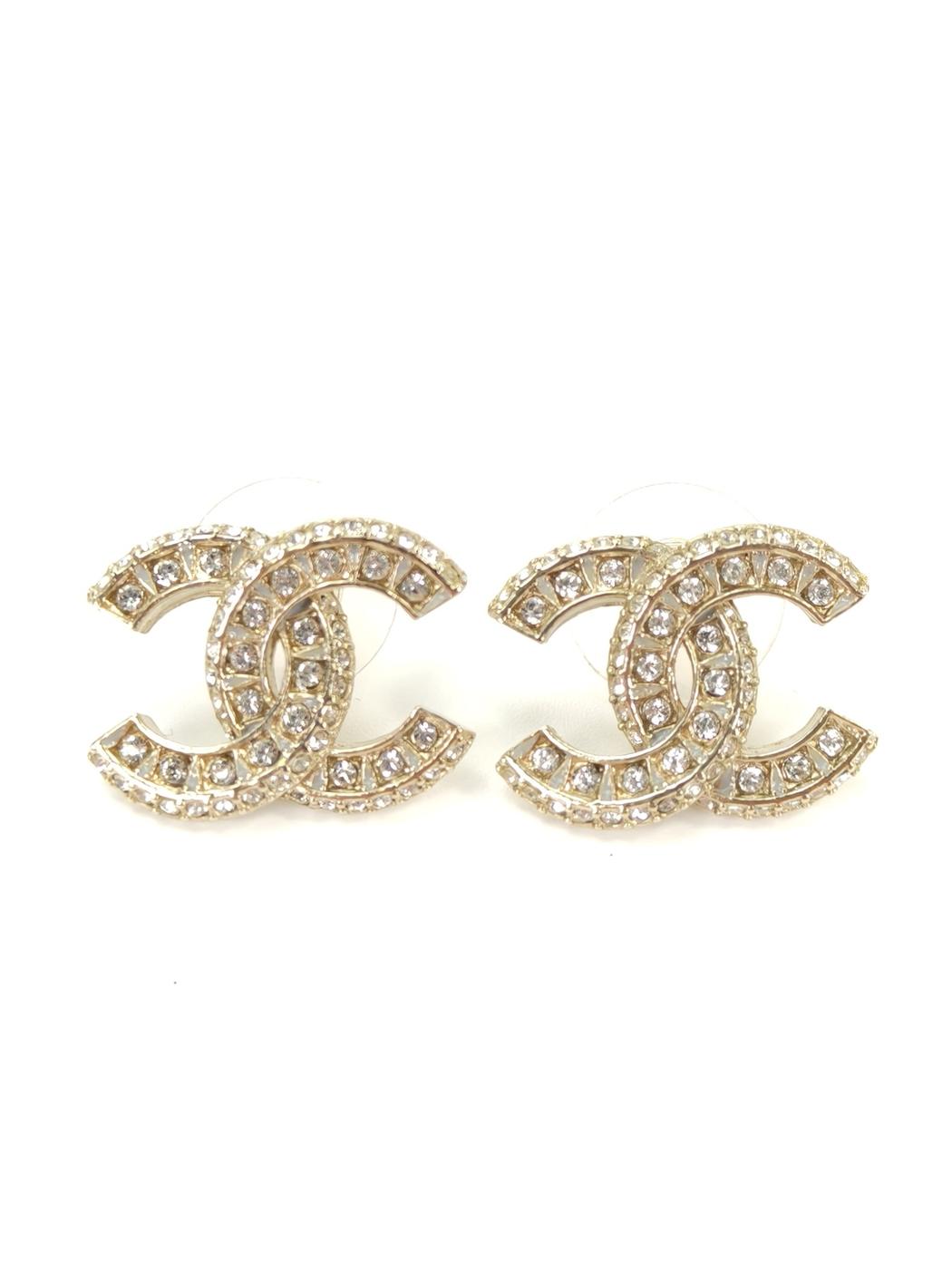 CHANEL シャネル ココマーク ラインストーン ピアス ゴールド 管理番号：11135