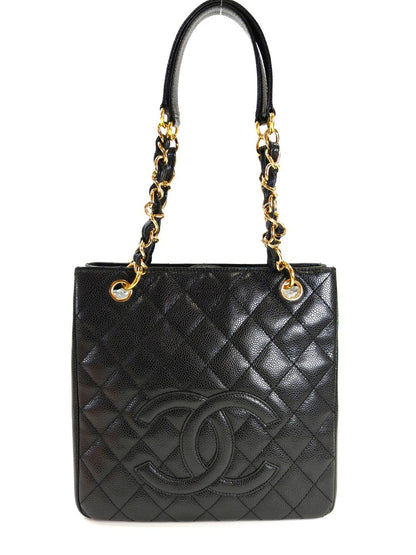 CHANEL シャネル PST チェーントートバッグ キャビアスキン ブラック 管理番号：11138