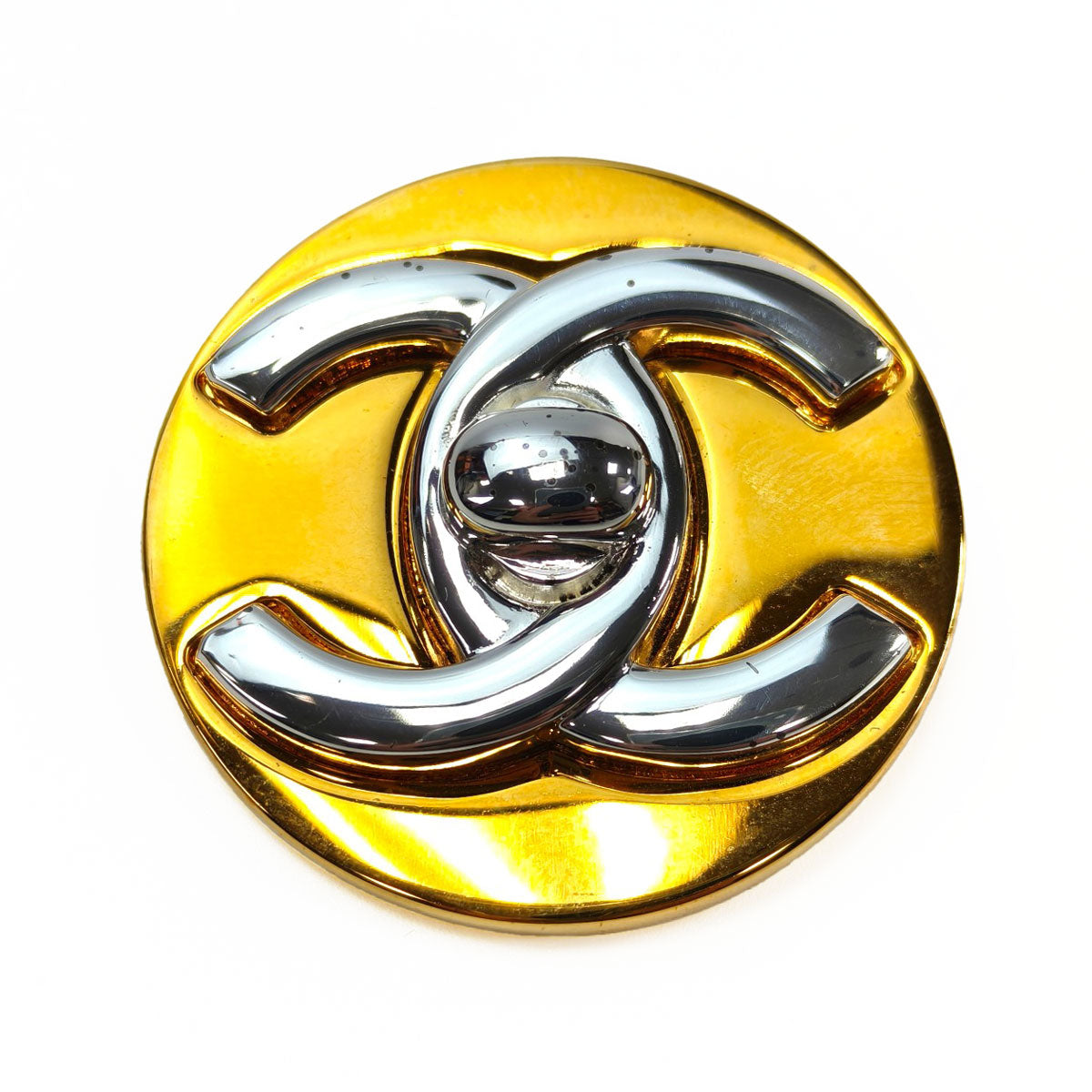 CHANEL シャネル ココマーク ターンロック ブローチ ゴールド×シルバー 管理番号：11166
