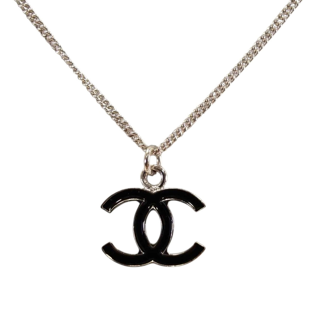 CHANEL シャネル ココマーク ネックレス シルバー×ブラック 管理番号：11174