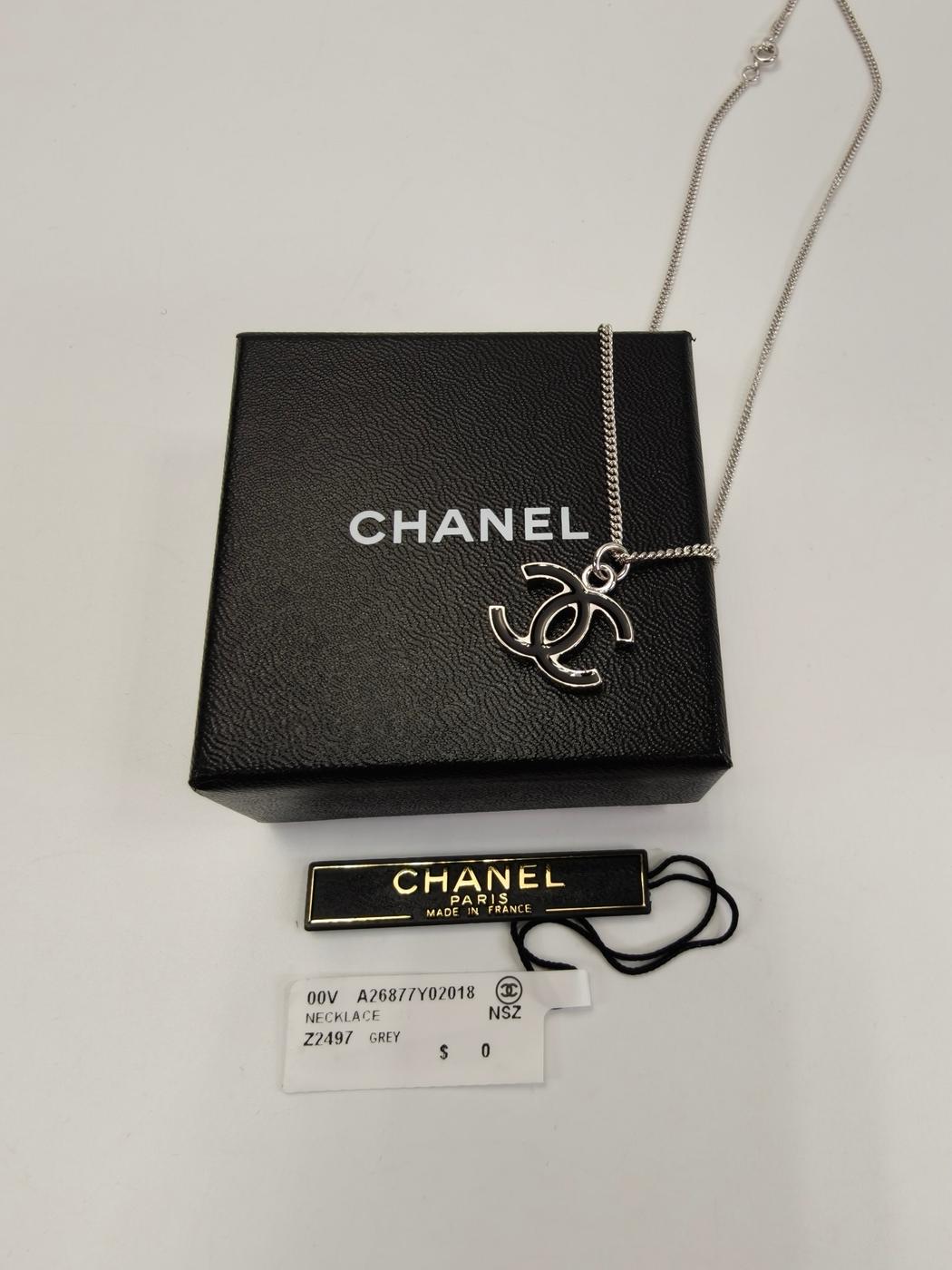 CHANEL シャネル ココマーク ネックレス シルバー×ブラック 管理番号：11174