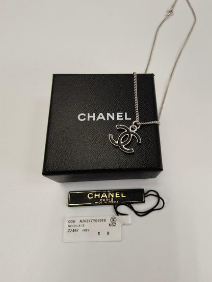 CHANEL シャネル ココマーク ネックレス シルバー×ブラック 管理番号：11174