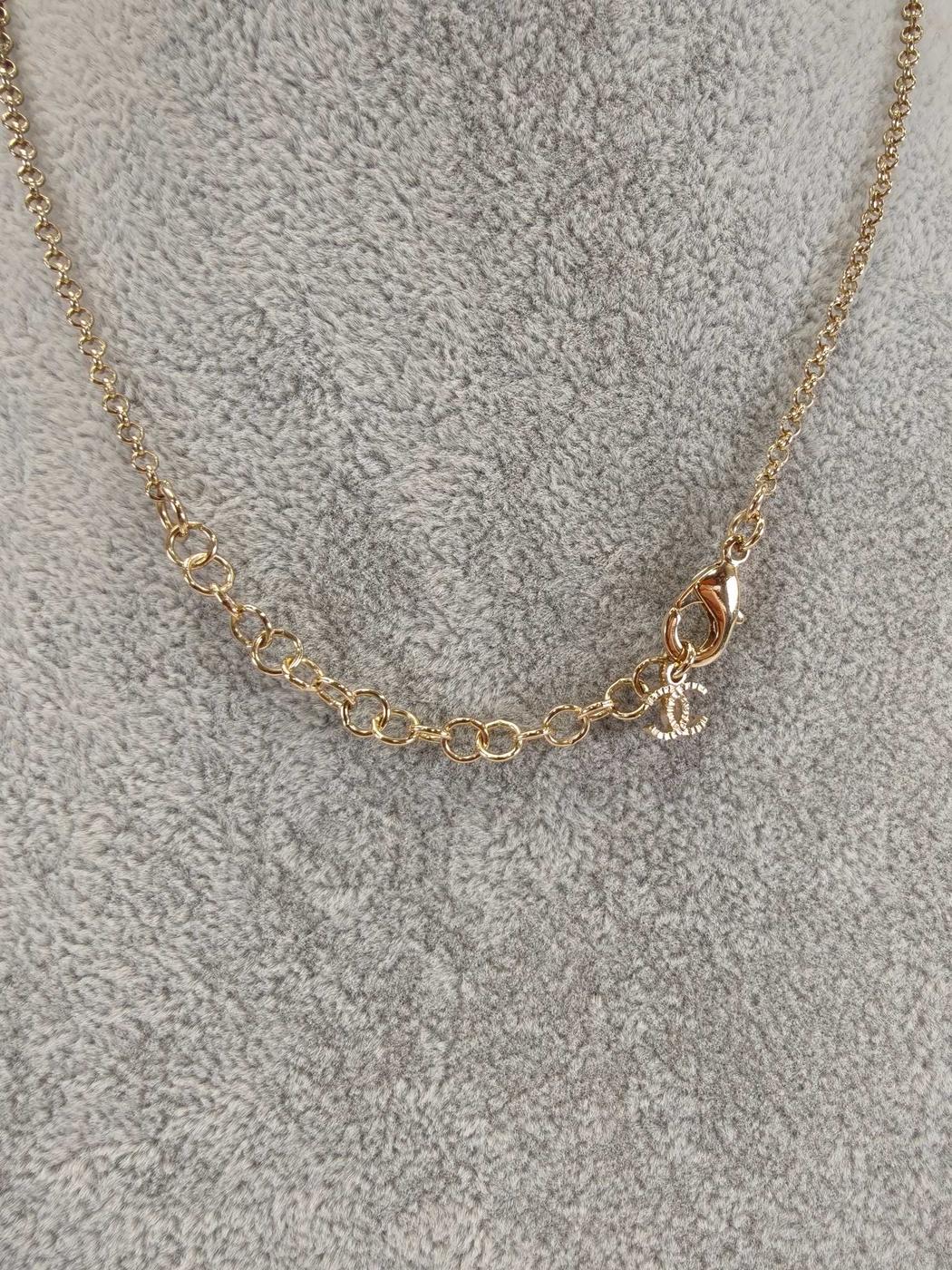 CHANEL シャネル ロゴ ハート ラインストーン ネックレス B25B ゴールド 管理番号：11181