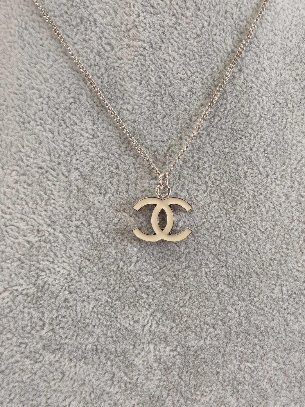 CHANEL シャネル ココマーク ネックレス シルバー×ホワイト 管理番号：11183