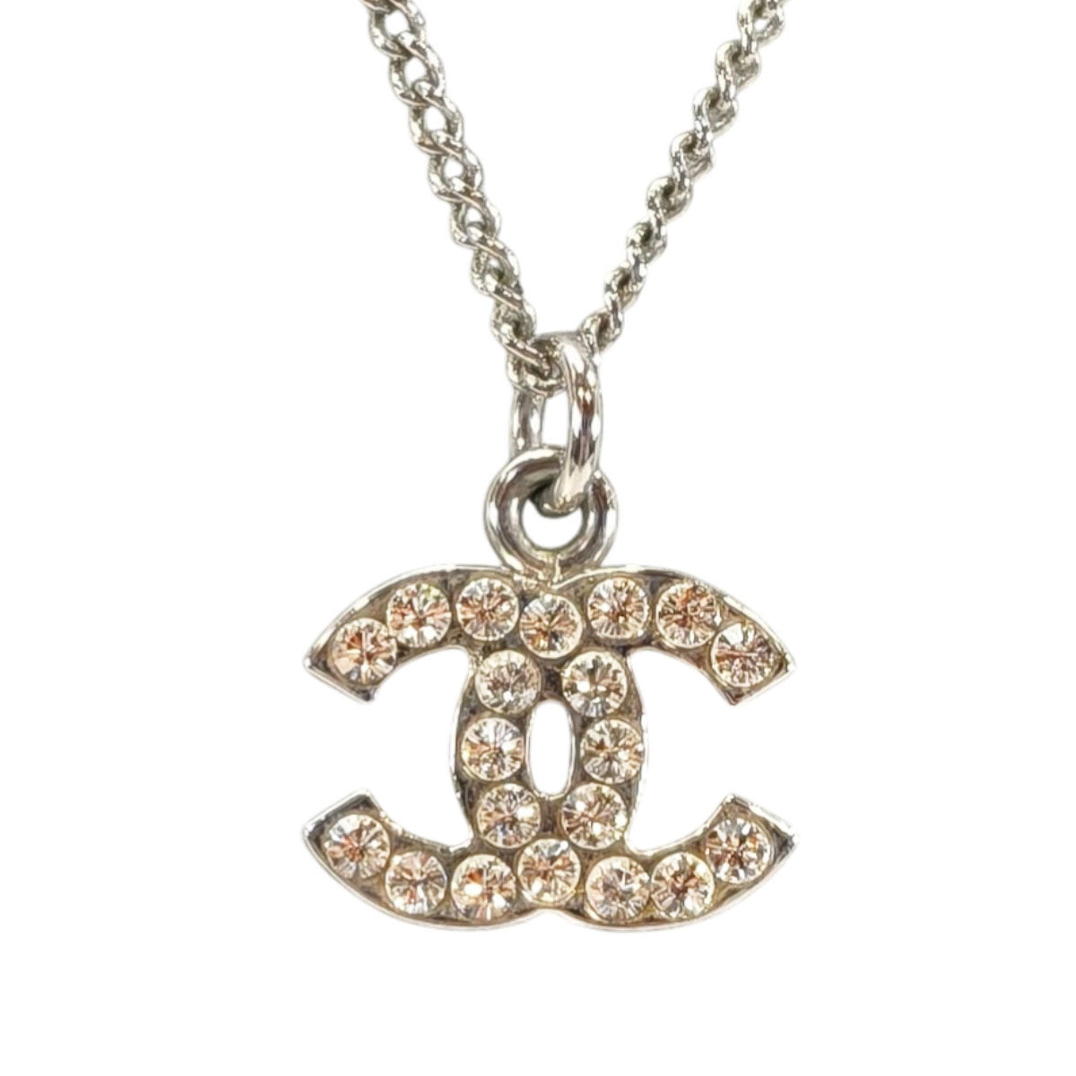 CHANEL シャネル ココマーク ラインストーン ネックレス 06V シルバー 管理番号：11184