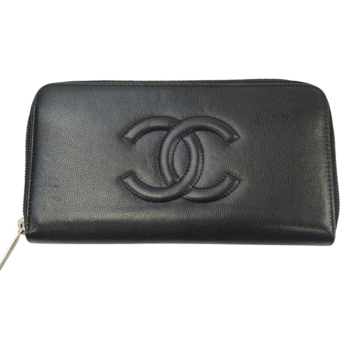 CHANEL シャネル ココマーク ラウンドファスナー 長財布 キャビアスキン ブラック 管理番号：11189